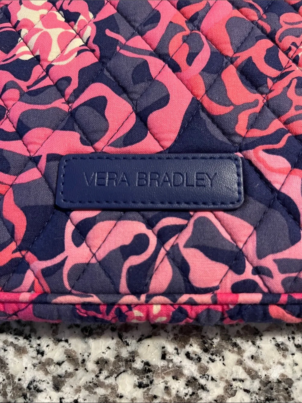 Vera Bradley Navy, Pink & Cream Quilted Floral Laptop/Tech Sleeve